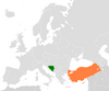 Location map for Bosnia and Herzegovina and Turkey.