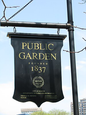 Entrance sign to the Boston Public Gardens