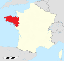 A map of France, with Brittany in red.