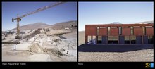 Deux photographies, une avant et une après la construction de l'hôtel.