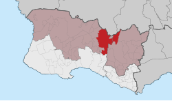 Localização nas freguesias de Alcabideche e São Domingos de Rana e no concelho de Cascais.