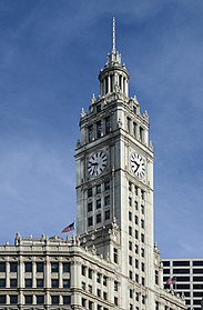 Toren van de Wrigley Building in Chicago