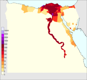 English: Egypt 2010 estimated population densi...