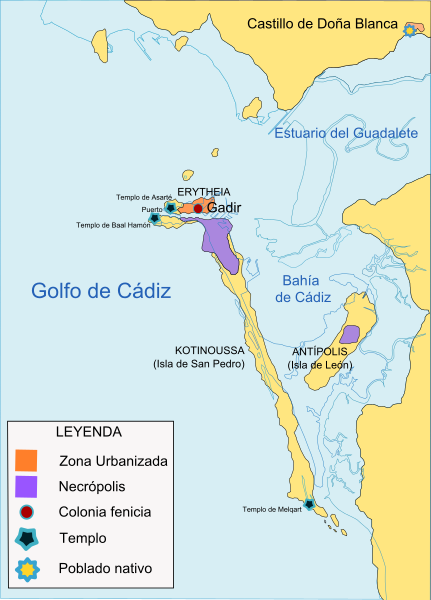 mapa de Cádiz en época de fenicios