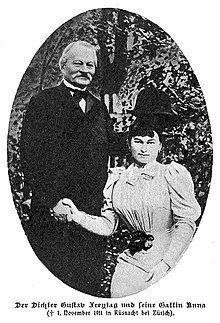 Gustav Freytag (1816–1895) Schriftsteller und Anna Strakosch, geb. Götzel in Küsnacht, Schweiz