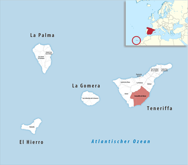 Die Lage des Gerichtsbezirk Granadilla de Abona in der Provinz Santa Cruz de Tenerife