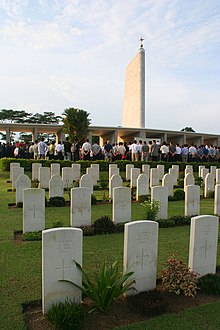 The Kranji War Cemetery in Singapore is the final resting place for Allied soldiers who perished during the Battle of Singapore and the subsequent Japanese occupation of the island Kranji War Memorial 02.jpg