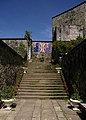 Three flags dedicated to Australian, British and New Zealanders soldiers in Kundasang War Memorial, Ranau, Sabah, Malaysia.