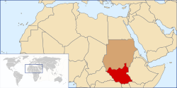 Güney Sudan özerk bölgesi (kırmızı), Sudan(koyu kahverengi)