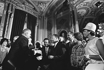 President Lyndon B. Johnson meets with Martin ...