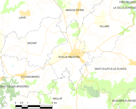 Mapa obce Dun-le-Palestel