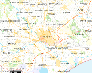 貝濟耶市鎮地圖