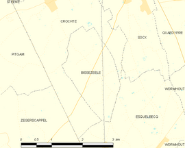 Mapa obce Bissezeele