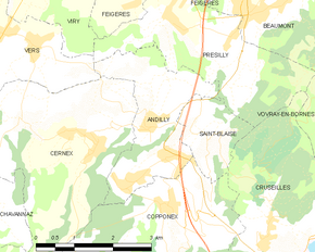 Poziția localității Andilly