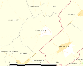 Mapa obce Courcelette