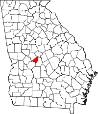 ピーチ郡の位置を示したジョージア州の地図