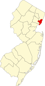 Poziția localității Comitatul Hudson, New Jersey