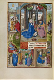 f119v: Meester van het gebedenboek van Dresden, De geboorte van Christus
