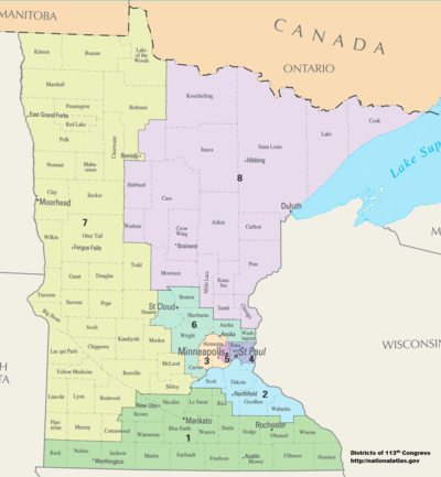 Minnesota's congressional districts since 2013 Minnesota Congressional Districts, 113th Congress.tif