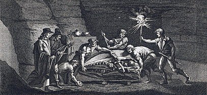 Interpretació de l'excavació de Faujas, 1799