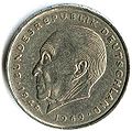 Rückseite einer 2-DM-Münze aus dem Jahr 1969