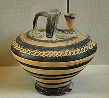 Mycenaean stirrup jar from Ras Shamra (Ugarit) Syria, 1400-1300 BC Mycenaean stirrup vase Louvre AO19201.jpg