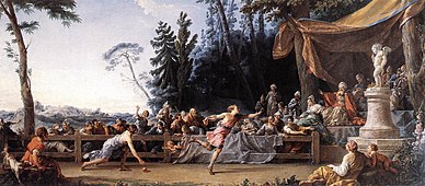 Atalanta in her famous race against Hippomemes Noel Halle - The Race between Hippomenes and Atalanta - WGA11034.jpg