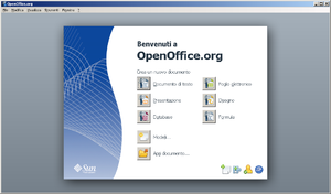 Finestra iniziale di OpenOffice 3.0 in Italiano
