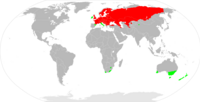 Vermello: nativo Verde: Introducida