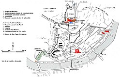Lageplan der Bastille Grenoble und ihrer Gebäude