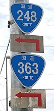 国道248・363号標識（記念橋南交差点東）