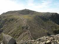 The summit of Scafell Pike, seen from neighbouring Broad Crag