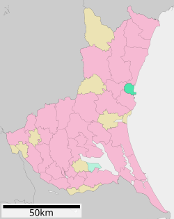 Vị trí Tōkai trên bản đồ tỉnh Ibaraki