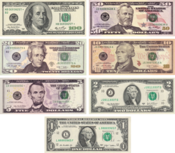$1 til $100 sedler