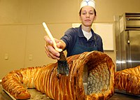 A cornucopia made of bread