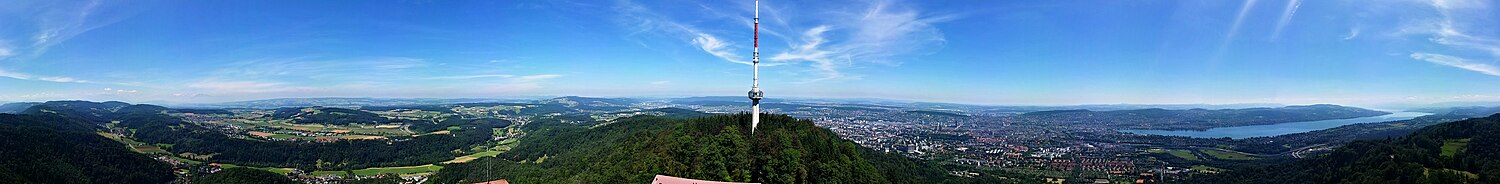 360° Panorama vom Aussichtsturm Uetliberg