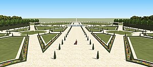 Simulation des Parterre vom Schloss aus gesehen