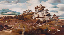 "Episode from the Conquest of America" by Jan Mostaert (c. 1545), probably Coronado in New Mexico West indies.jpg