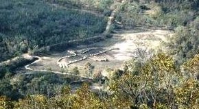 Bunjil, a geoglyph at the You Yangs, Lara, Australia, by Andrew Rogers. The creature has a wing span of 100 metres and 1500 tonnes of rock were used to construct it. You Yangs Bunjil geoglyph crop.JPG