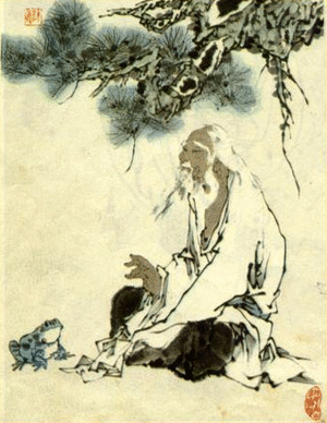 English: Master Zhuang and a frog.