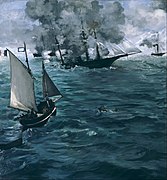 Édouard Manet: Seegefecht zwischen der Kearsarge und der Alabama, Öl auf Leinwand