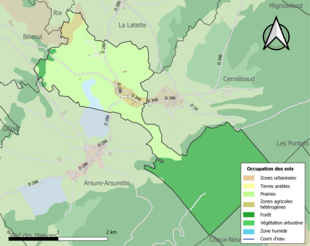 Carte en couleurs présentant l'occupation des sols.