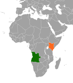 Map indicating locations of Angola and Kenya