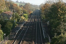 Station seen from the Avoncliff Aqueduct in 2007