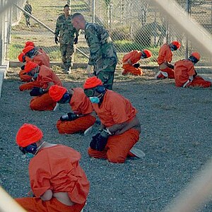 Detainees at Camp X-Ray 