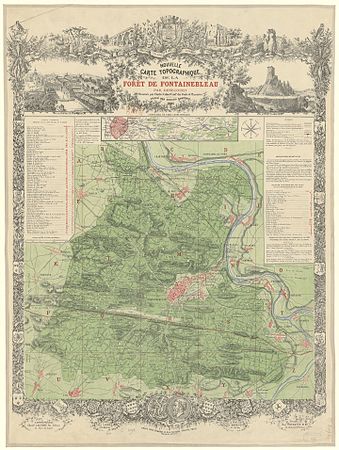 Carte de la forêt de Fontainebleau dessinée par Colinet, en 1895.