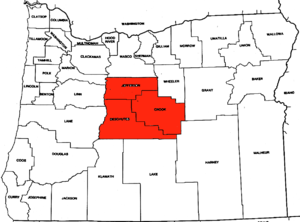 Location of Central Oregon in Oregon based on ...