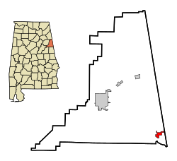 Location in Quận Cleburne, Alabama