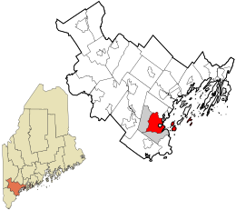Lokasi Kaunti Cumberland dan negeri Maine.