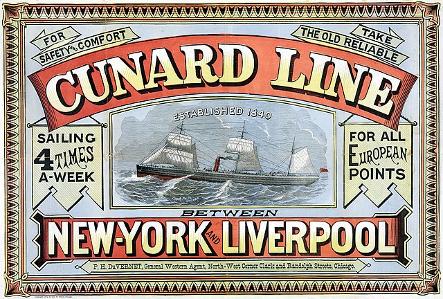 Affiche de la Cunard en 1875